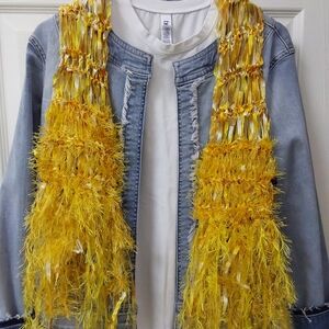Vibrant Yellow Textured Silk Ribbon Scarf